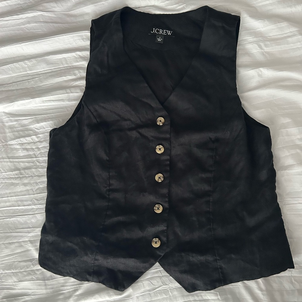 J. Crew Linen Vest | Black | Size 4